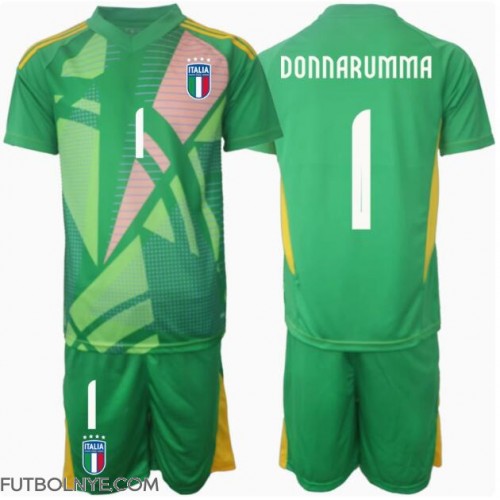Camiseta Italia Gianluigi Donnarumma #1 Portero Visitante Equipación para niños Eurocopa 2024 manga corta (+ pantalones cortos)